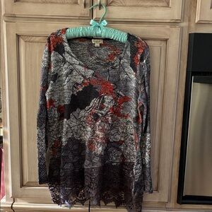 ONE WORLD Multicolor Knit Top fall Halloween Sz M